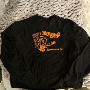 brandy melville/john galt club inferno black and red/orange long sleeve shirt